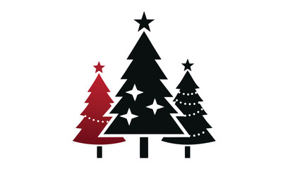 Fototapeta premium This festive vector illustration features a green Christmas tree, a classic holiday symbol, adorned with a vibrant red ribbon, perfect for a merry xmas card design