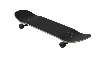 Modern Black Skateboard Isolated on Transparent Background