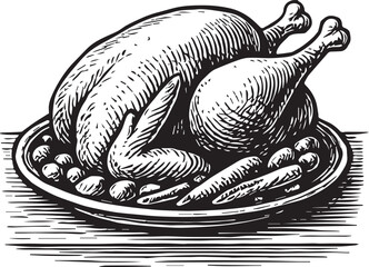 turkey thanksgiving lunch vector illustration