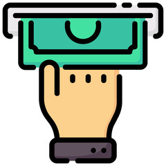 money withdraw vector filled outline icon