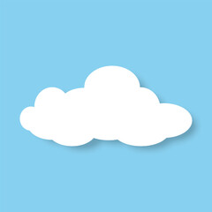 The silhouette of a fluffy cloud with a shadow on a blue background. Design elements for weather forecasting, web interface, or cloud-based data storage applications. Vector EPS 10.