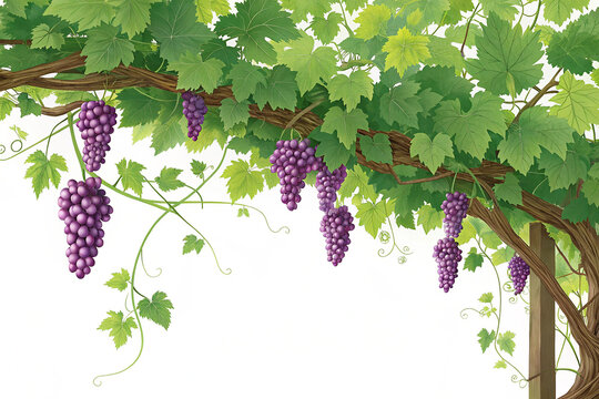 Fresh grape vine isolated transparent background