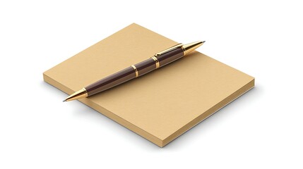 Beige notepad and brown pen