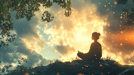 Fototapeta premium Experience the tranquility of mindful rituals as the seasons shift, with changing skies fostering reflection and peace.