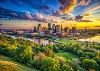 Panoramic Vista of St. Paul Skyline from Indian Mounds Regional Park