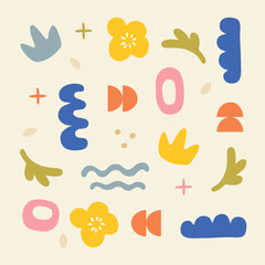 Colorful Doodle Elements with Sparkles Abstract Background