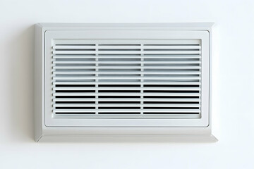 Flush Mounted Air Conditioning Vent with Metal Grille on White Background