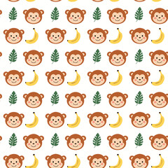 Fototapeta premium Monkey wallpaper pattern vector
