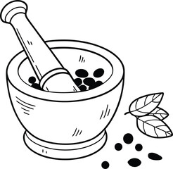 mortar and pestle with spices