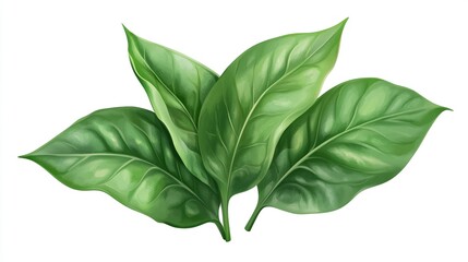 Vibrant green leaves cluster close-up