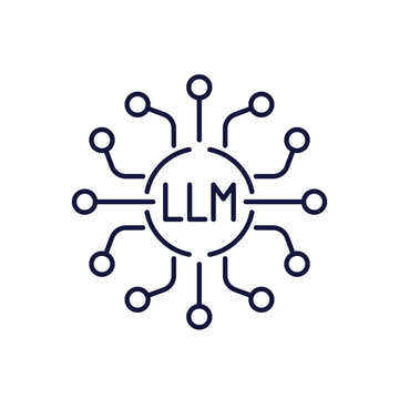 LLM icon, Large Language Model line vector