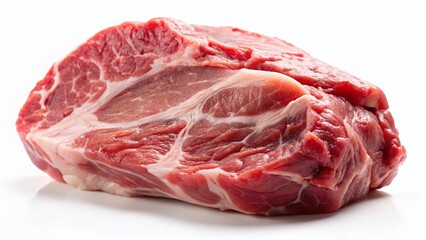 Raw Boneless Pork Neck, Close-up Silhouette on White Background - High-Resolution Stock Photo