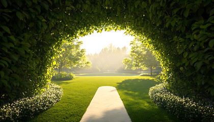 Sunlit Garden Path Archway.