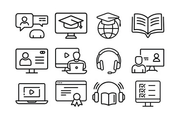 Digital learning concepts icon collection