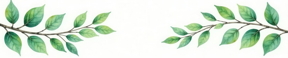 Elegant green watercolor foliage branches, isolated white background Perfect for eco or nature themes , greenery, invitation, floral