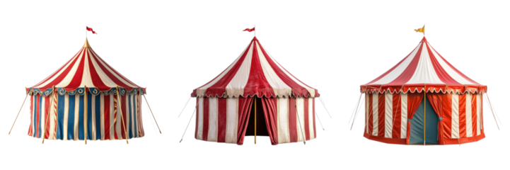 Set of circus tent isolated on transparent, PNG