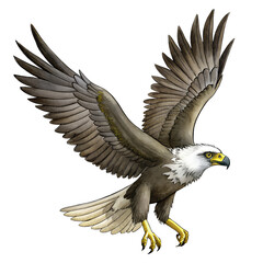 Obraz premium illustration of a bald eagle in flight isolated in transparent background