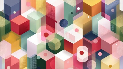Obraz premium 42..Seamless geometric pattern in modern flat design, pastel tones, ideal for digital backgrounds and textile