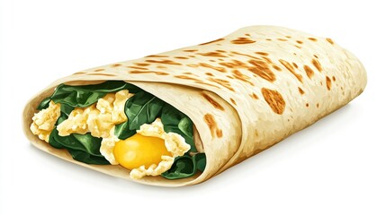 A savory tortilla wrap filled with scrambled eggs and spinach