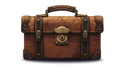 Antique leather trunk with aged details