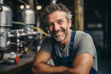 Obraz premium portrait of a smiling middle aged plumber small business owner