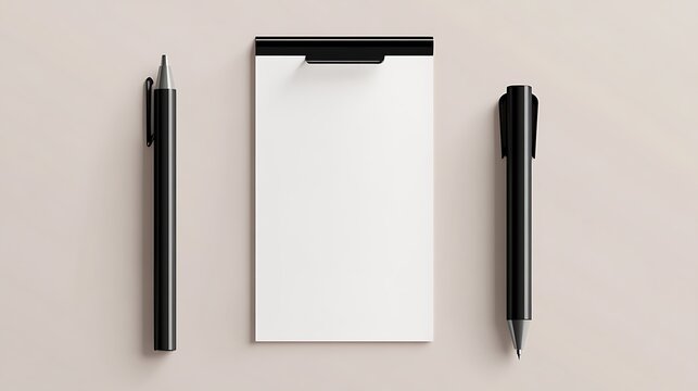 Blank notepad and pens
