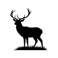 Obraz premium deer silhouette monochrome logo design vector illustration on white background