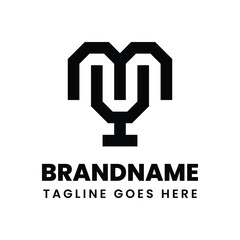 Letters MY Geometric Monogram Logo, suitable for any brand with MY or YM initials