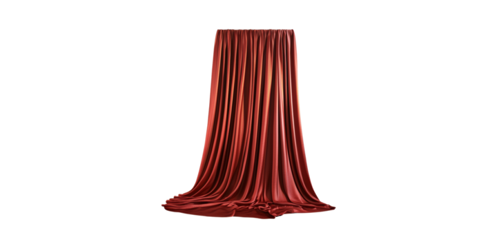 Red Velvet Curtain. Luxurious Theater And Stage Decor Element Isolated On Transparent Background - Powered by Adobe