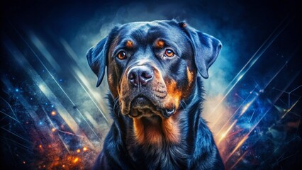 Sleek Rottweiler Double Exposure: Abstract Fur Pattern Stock Photo