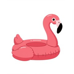 Pink Pixelated Flamingo Pool Float Summer Fun Beach Holiday Icon on White