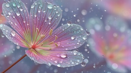 Obraz premium Delicate flower with water droplets, showcasing nature's beauty and fragility.