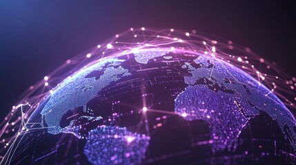 Digital representation of planet-Earth connections technology network.
