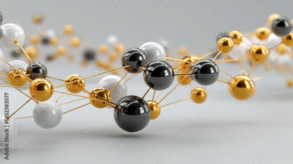 Poster colorful molecular structure representing advanced concepts of network-based universal basic asset a
