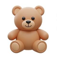 Beige Teddy Bear Plush Toy Isolated on White Background for Decoration