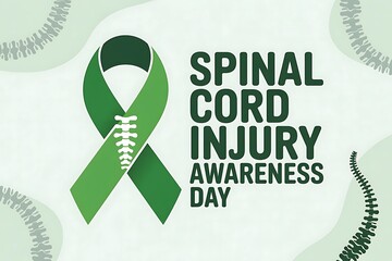 Spinal Cord Injury Awareness Day Green ribbon symbolizing hope support and research for spinal cord injury awareness