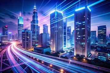 Streamlined Workflow: Night Cityscape Reflecting Automated Efficiency