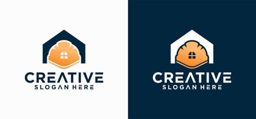 building architecture logo with heavy equipment concept, building construction excavator vector logo © kingmakerz