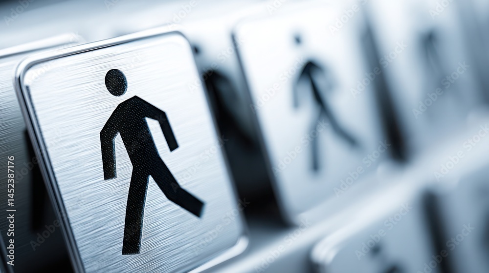 Poster individual walking on a metal button representing pattern recognition in behavioral ai traders in a 