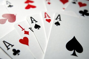 Playing cards arranged in a classic ace pattern , pattern, retro