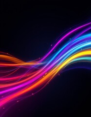 Abstract Colorful Light Streaks on Black