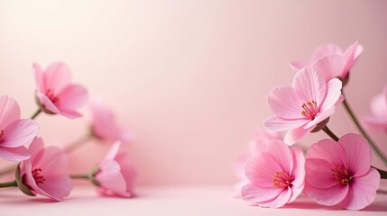 Obraz premium Delicate Pink Blossoms on a Soft Pastel Background, a Peaceful and Serene Floral Image Perfect for Springtime Designs and Feminine Projects