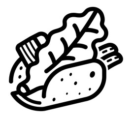 icon represents a taco filled with fresh vegetables and bread.