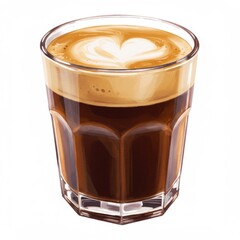 Closeup of a Latte Macchiato in Cut Glass