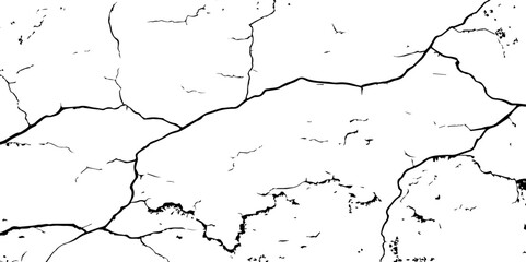 Cracked Surface Grunge Texture Vector. Grunge design crack texture background.  Black Isolated on White Background. Distressed black texture.  Uneven Overlay. Vector Illustration