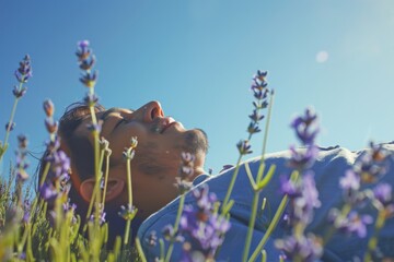 Serene Rest in Lavender Field