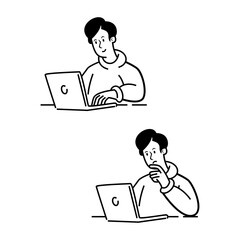 simple illustration of man work on notebook