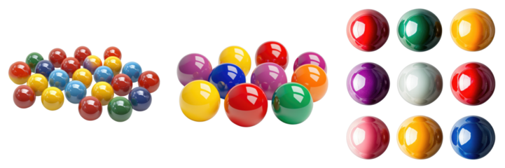Set of bingo balls isolated on transparent, PNG