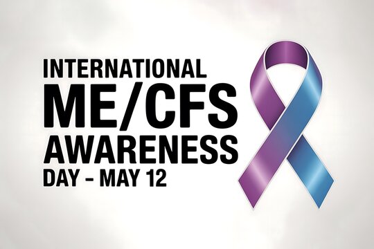 International ME CFS Awareness Day May 12 A powerful purple and teal ribbon symbolizes hope understanding and support