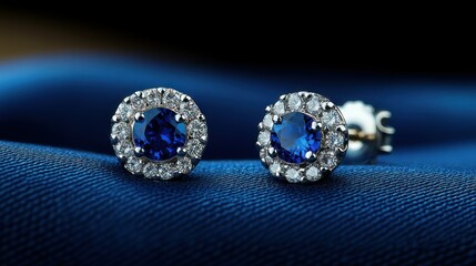 Elegant sapphire and diamond stud earrings